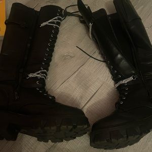 Slightly Platformed Chained Boots From Hot Topic Size 7 Not Used A Lot